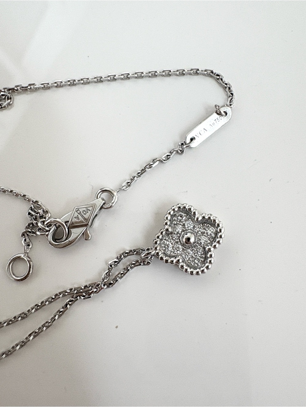 Van Cleef & Arpels 18K White Gold Diamond Sweet Alhambra Pendant Necklace - Picture 5 of 7